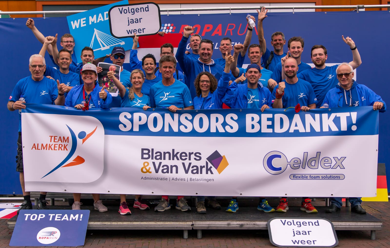 Team Almkerk met 14.000 euro over de finish van Roparun